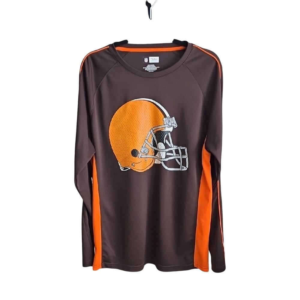 NFL Team Apparel Cleveland Browns Long Sleeve Athletic T-Shirt Adult Size XL
